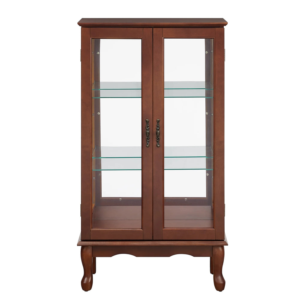 Walnut 3 Shelf Tempered Glass Curio Cabinet J812498
