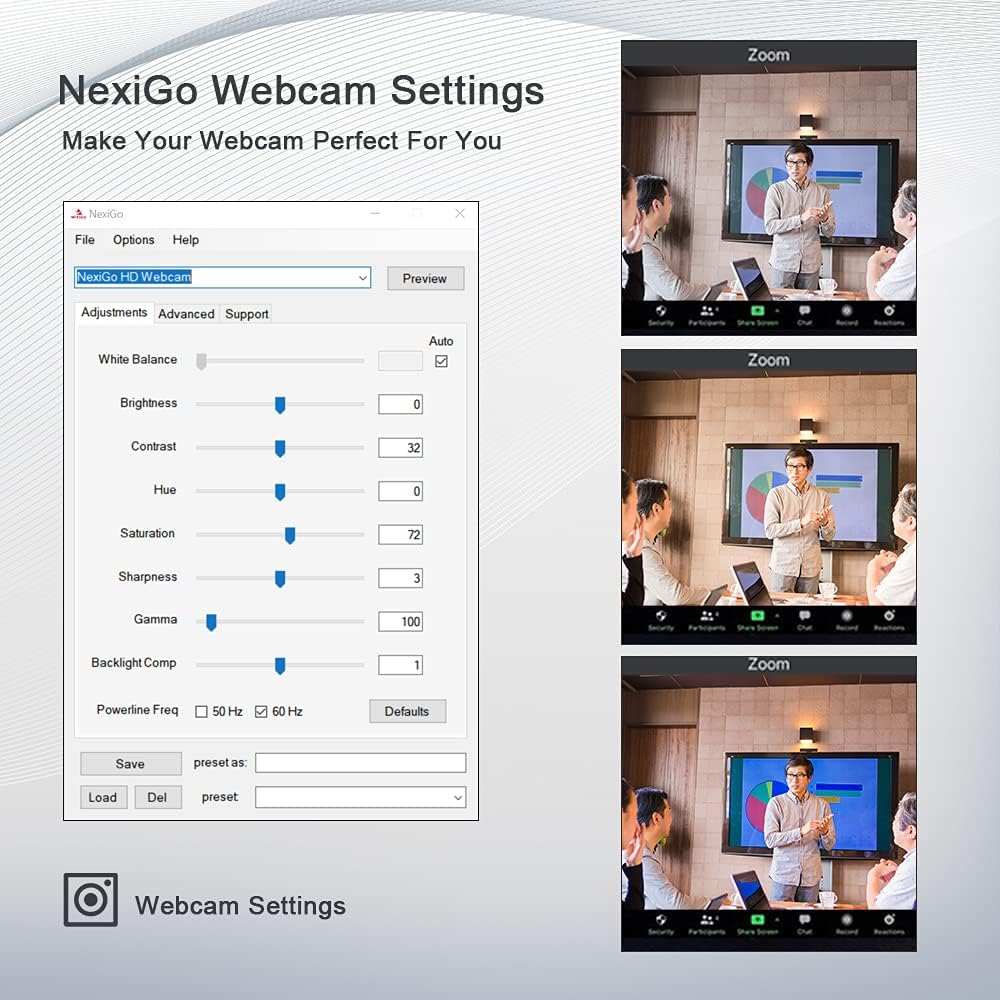 1080P 60FPS Webcam with Light, Dual Stereo Microphone, Pack of 2 J9538
