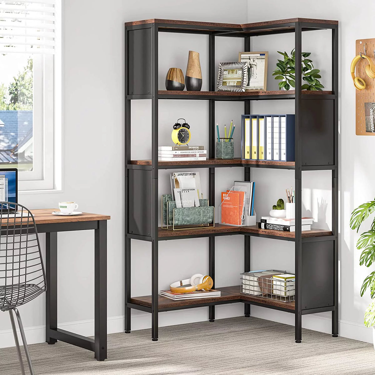 5-Tier L-Shaped Corner Bookshelf E4726