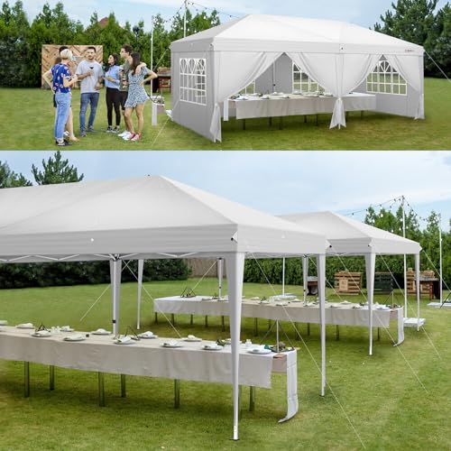 10'x20' Pop Up Canopy Tent with 6 Removable Sidewalls White Q388