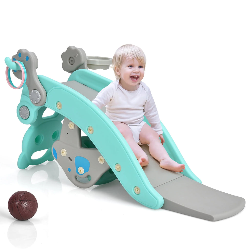 4-in-1 Toddler Slide Playset with Basketball Hoop J676770