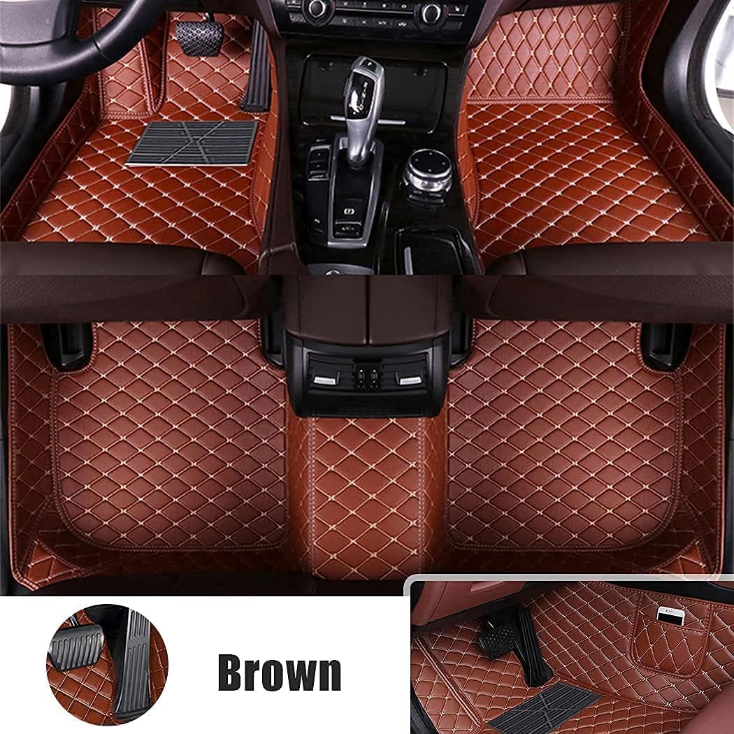 Brown Leather Car Floor Mats with Pocket S5047