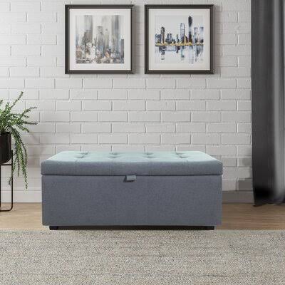 Gray Tufted Rectangle Storage Ottoman I5557