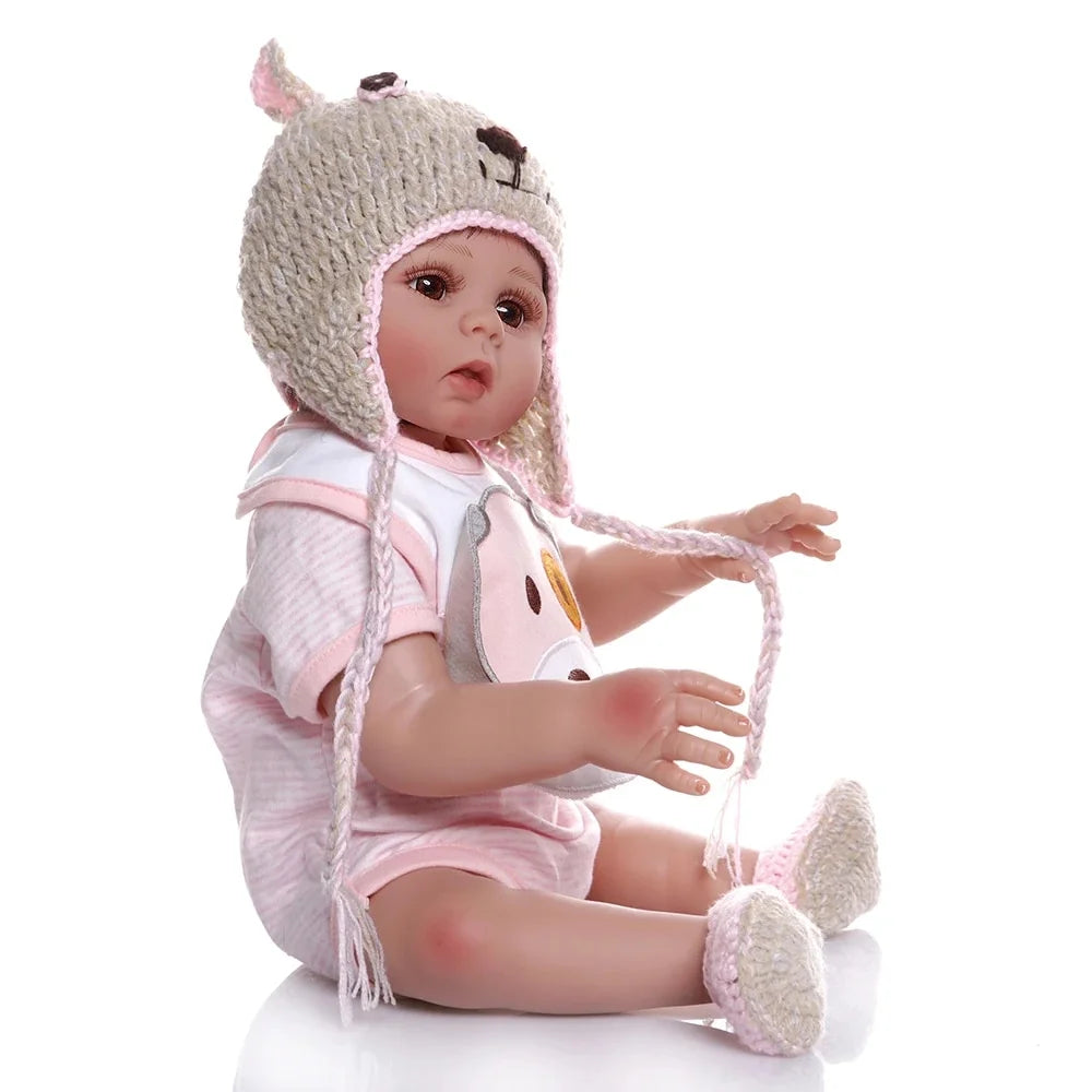 48CM Soft Silicone Reborn Baby Doll in Pink Dress W90006