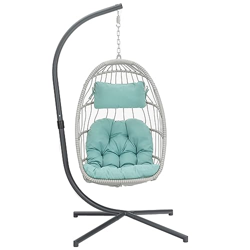 Hanging Egg Chair with Stand and Footrest K75419