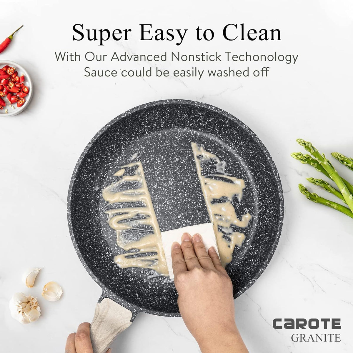 12-Inch Nonstick Granite Frying Pan with Glass Lid P333330