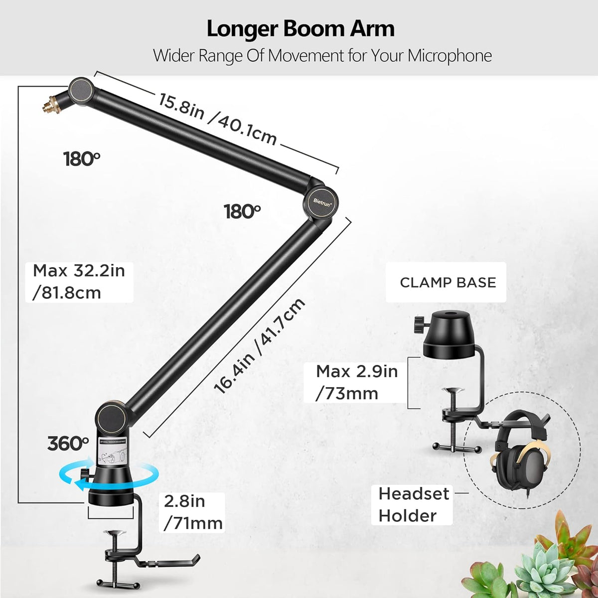 Heavy Duty Metal Boom Arm Mic Stand with 3/8 to 5/8 Adapter Y239127