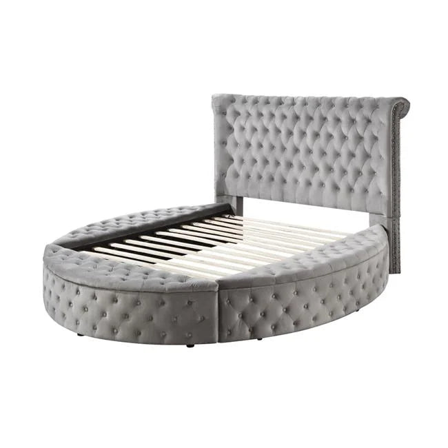 Gray Velvet Queen Size Bed with Storage M466613