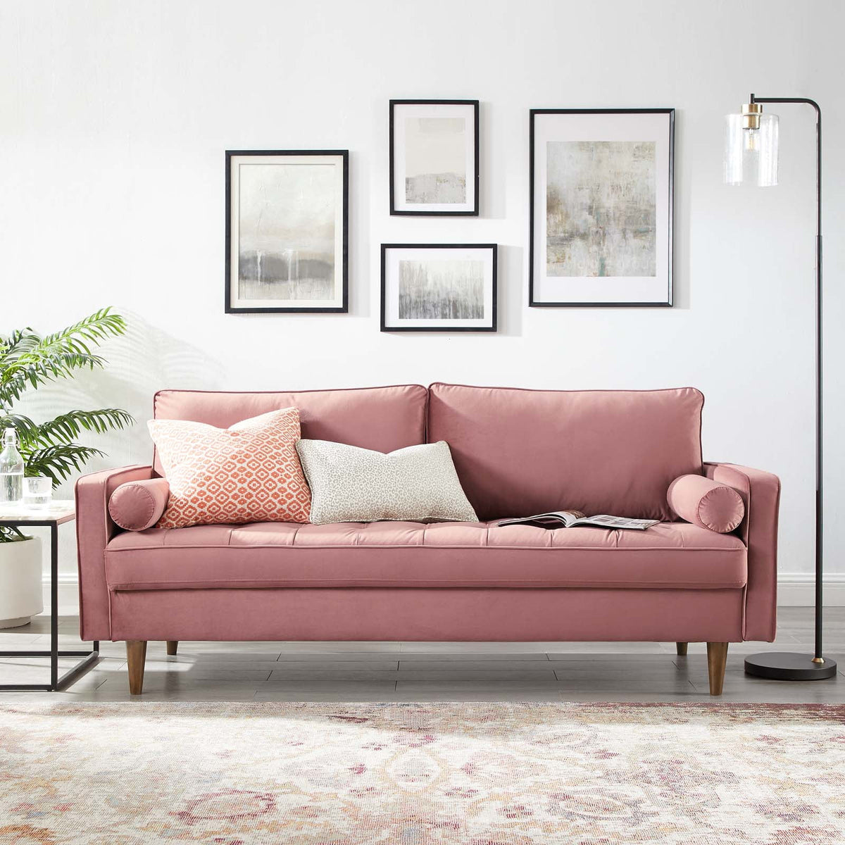 Dusty Rose Performance Velvet Sofa P6706