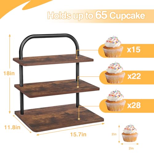 3 Tier Square Wood Cupcake Stand S695