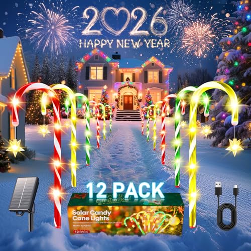 Solar Candy Cane Lights 10 Modes Waterproof 28 FT 72 LEDs C371