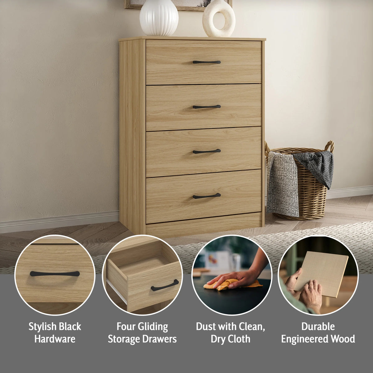 White 4 Drawer Dresser Y73430