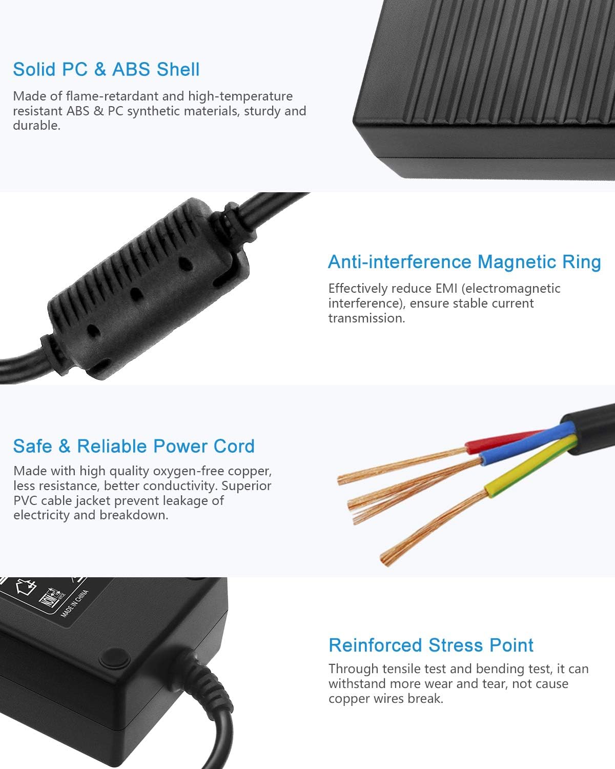 12V 10A 120W AC to DC Power Supply Adapter with 5.5x2.5mm Plug, Pack of 5 N129204