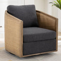 Carbon Black Rattan Swivel Barrel Chair with Arms Q6339