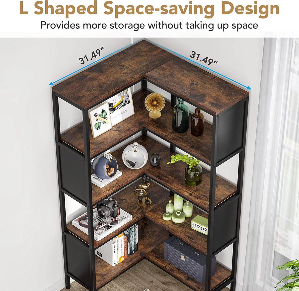 5-Tier L-Shaped Corner Bookshelf E4726