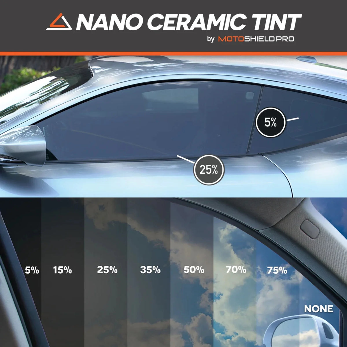 Precut Ceramic Window Tint Film for 2019-2021 Chevrolet Silverado 1500 Crew Cab Front Windshield 50% T4430