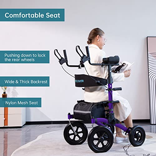 Compact Folding Upright Rollator Walker with 12" Front Wheels L455231