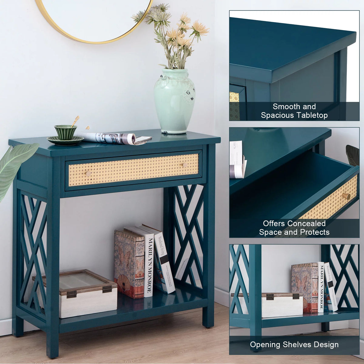 Wood 2-Tier Console Table W587