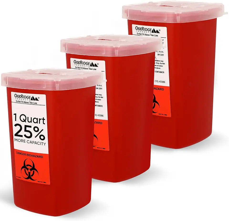 Sharps Container 1 Quart 3-Pack Flip-up Lid L5098