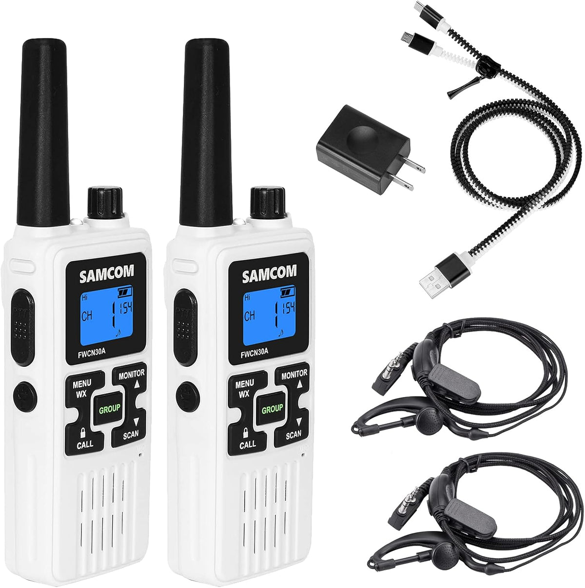 Two Way Radio FRS Handheld Rechargeable 1200mAh with Headsets 2 Packs A772