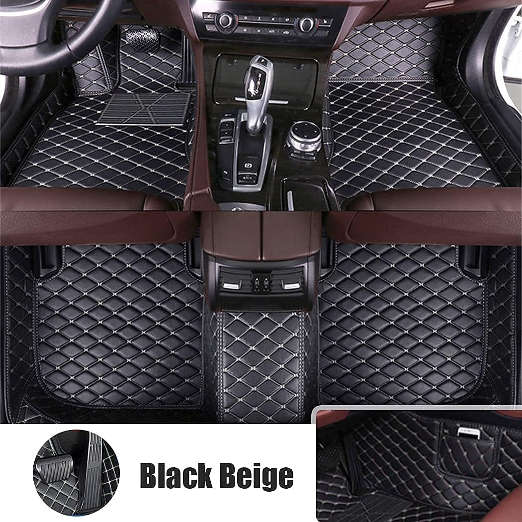 Brown Leather Car Floor Mats with Pocket S5047