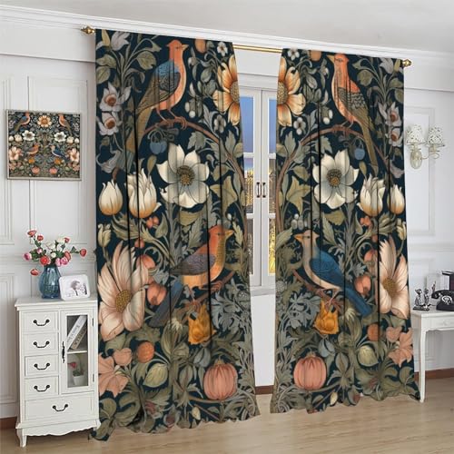 Vintage Floral Blackout Rod Pocket Thermal Insulated Curtains K83143