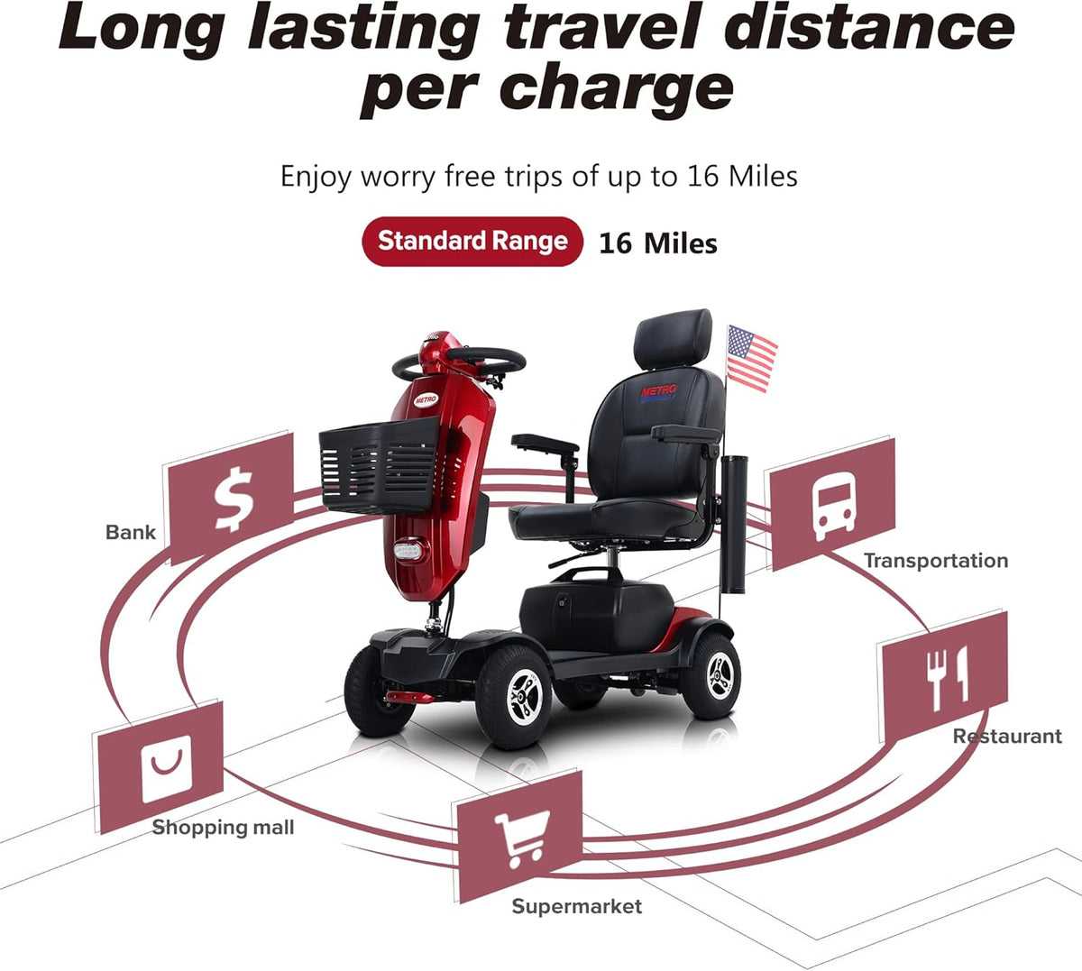 Red 4 Wheel Folding Mobility Scooter R950899