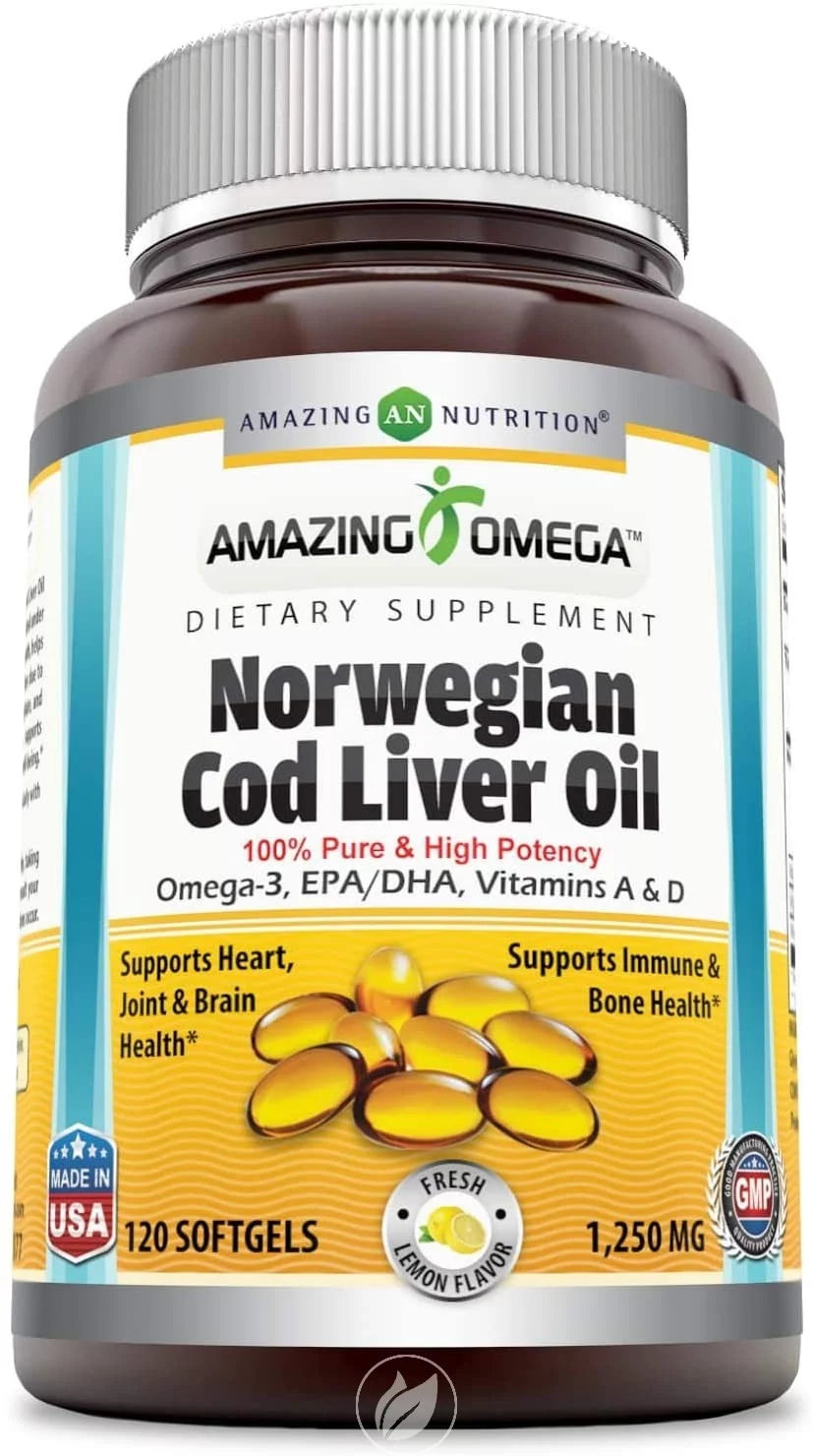 Norwegian Cod Liver Oil 1250 Mg Lemon 120 Softgel H261