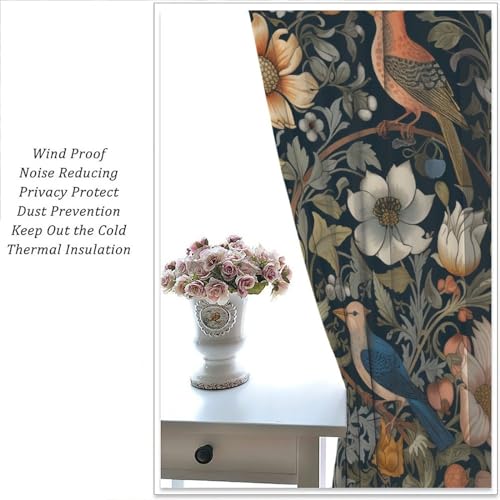 Vintage Floral Blackout Rod Pocket Thermal Insulated Curtains K83143