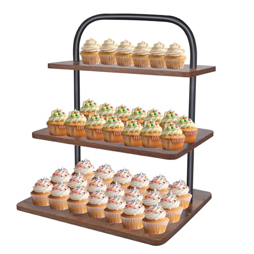 3 Tier Square Wood Cupcake Stand S695