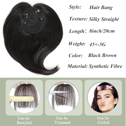 Dark Brown Silky Straight Hair Topper with Clips G4230