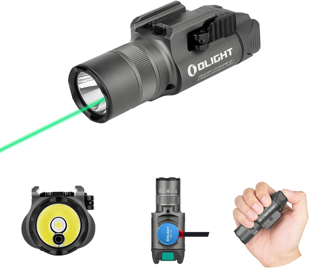 1350 Lumens Rechargeable Tactical Flashlight with Green Beam and White LED N975