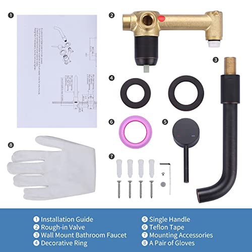 Black and Gold Single Handle Swivel Spout Bathroom Faucet with Rough-in Valve E2718
