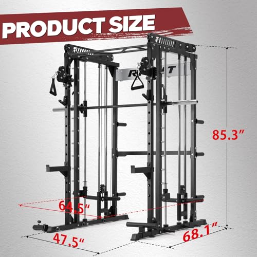 Multi-function Smith Machine with Cable Crossover System Power Rack R32127