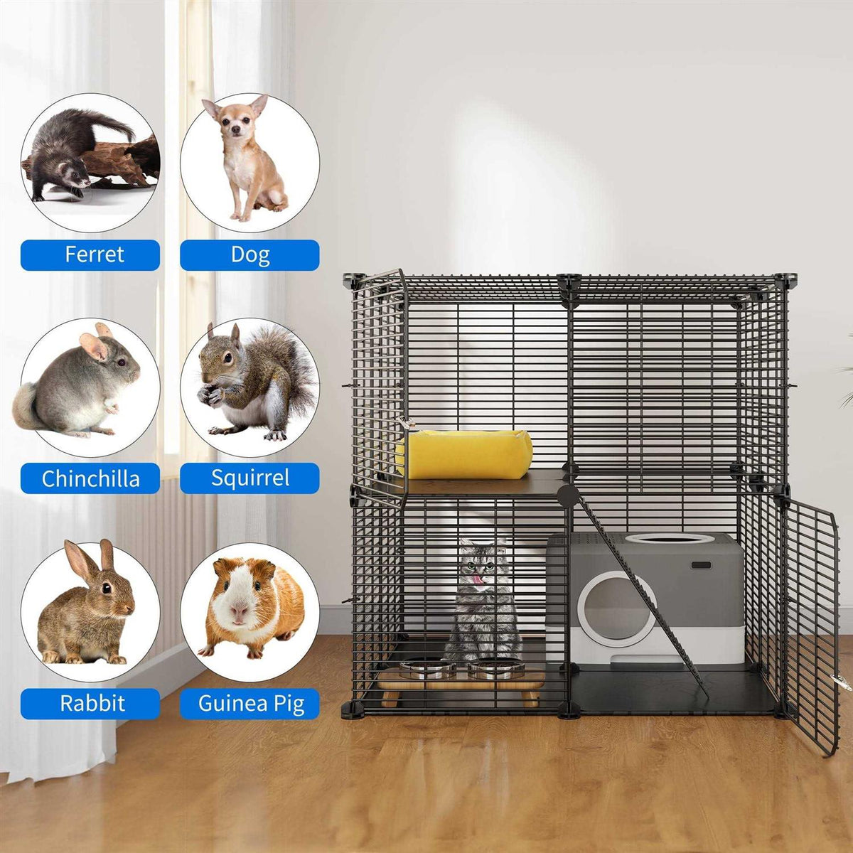 2-Tier Indoor Cat Cage Pet Playpen W1078