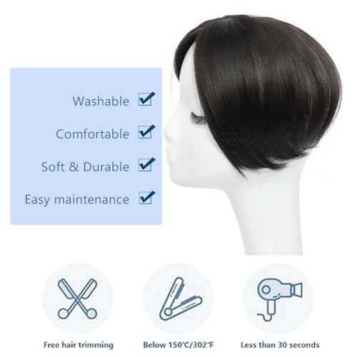 Dark Brown Silky Straight Hair Topper with Clips G4230