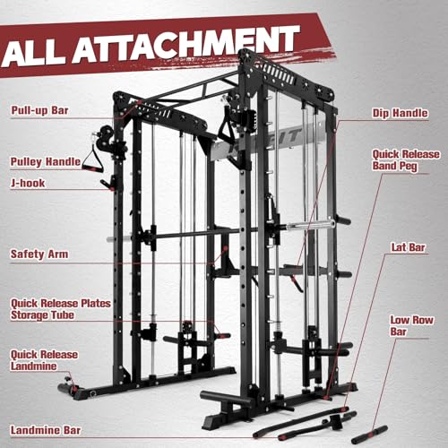 Multi-function Smith Machine with Cable Crossover System Power Rack R32127