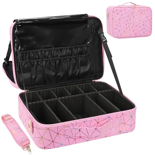 Large Capacity 3 Layers Makeup Case Cosmetic Organizer Brush Bag Barber Train Case I553