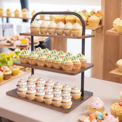3 Tier Square Wood Cupcake Stand S695