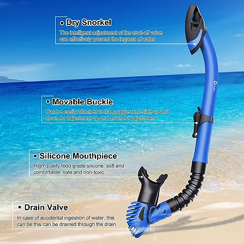 Dry Snorkel Set with Tempered Glass Snorkel Mask and Dry Snorkel Tube K853712