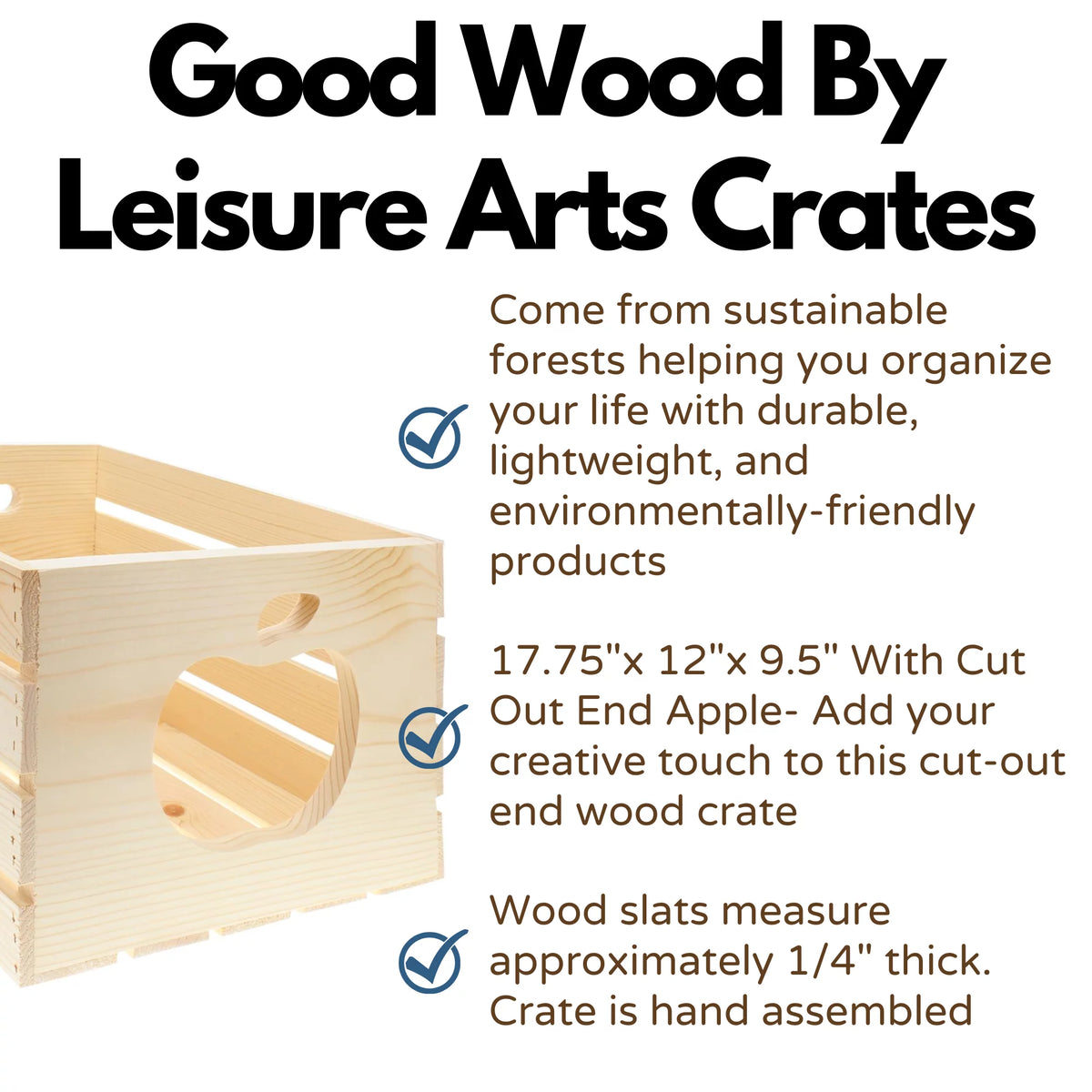 Wooden Crate with apple cutout, Pine, 17.75" x 12" x 9.5" G745078