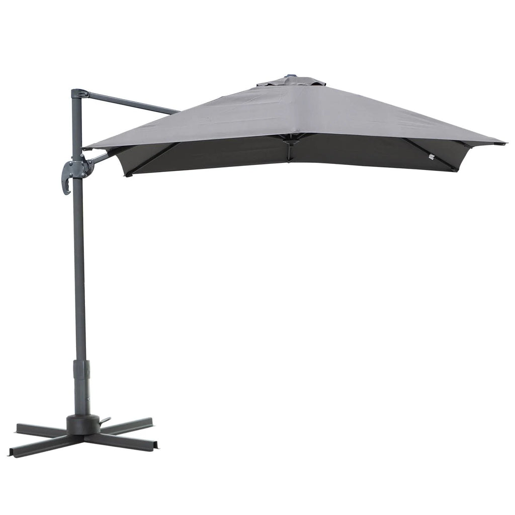 8 x 8 Square Offset Cantilever Patio Umbrella with Cross Base Grey G2966