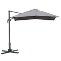 8 x 8 Square Offset Cantilever Patio Umbrella with Cross Base Grey G2966