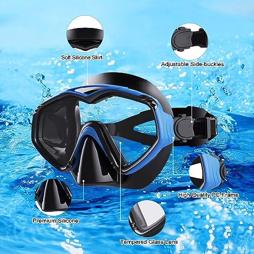 Dry Snorkel Set with Tempered Glass Snorkel Mask and Dry Snorkel Tube K853712