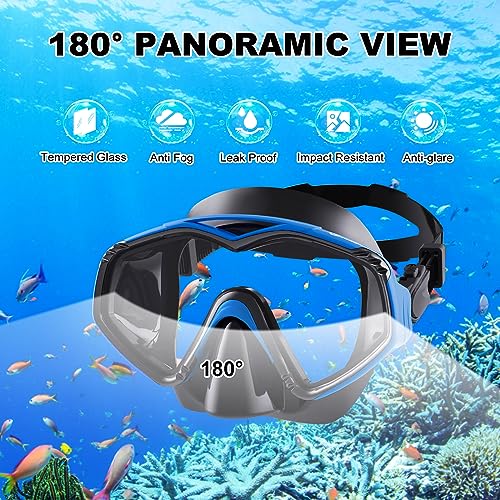 Dry Snorkel Set with Tempered Glass Snorkel Mask and Dry Snorkel Tube K853712