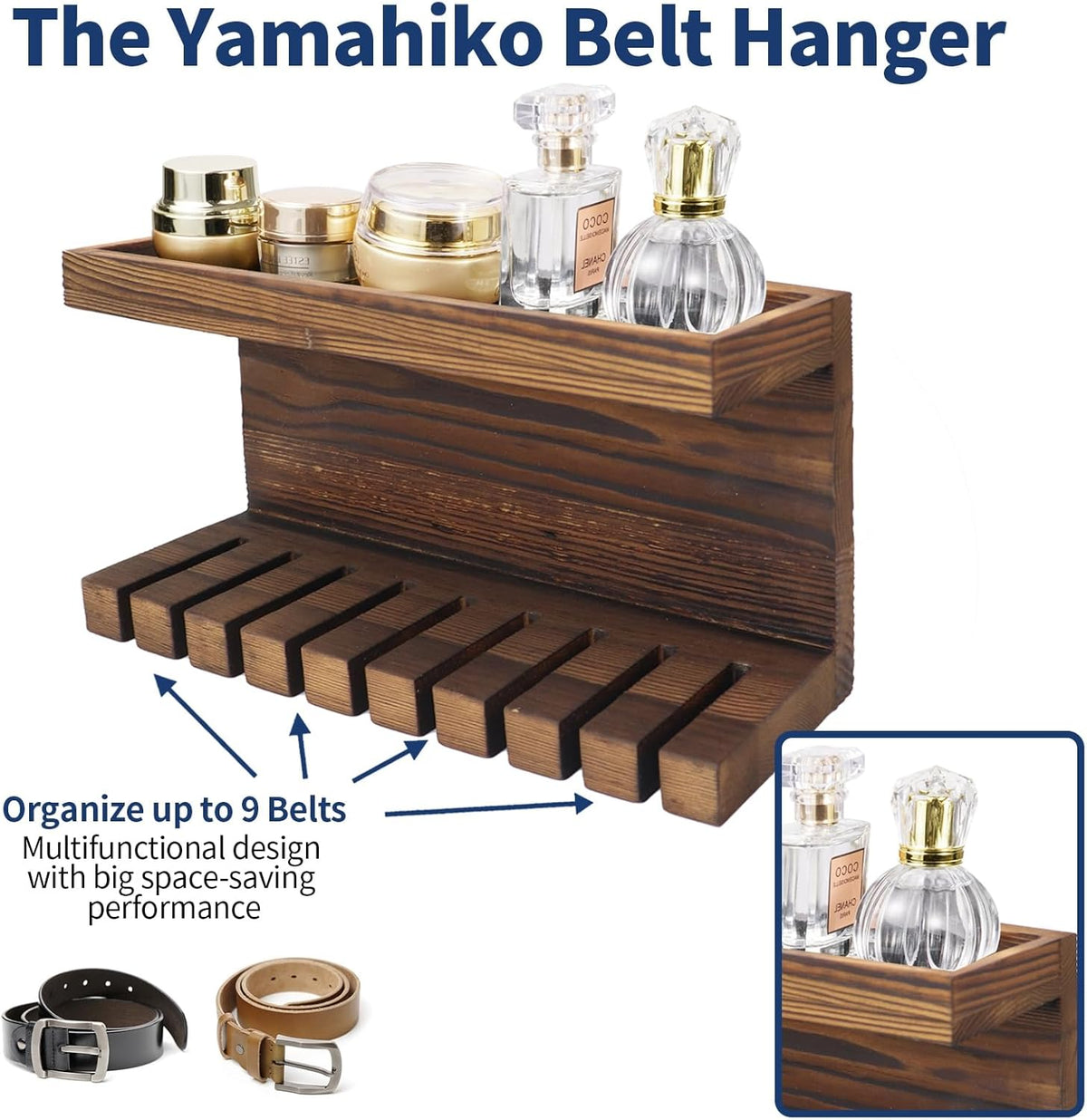 Belt Storage Organizer with Double Shelving Platform O16735