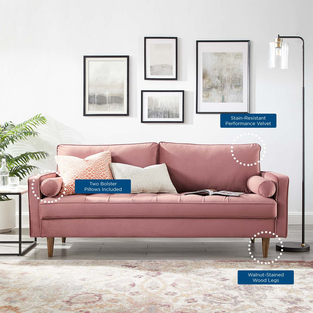 Dusty Rose Performance Velvet Sofa P6706