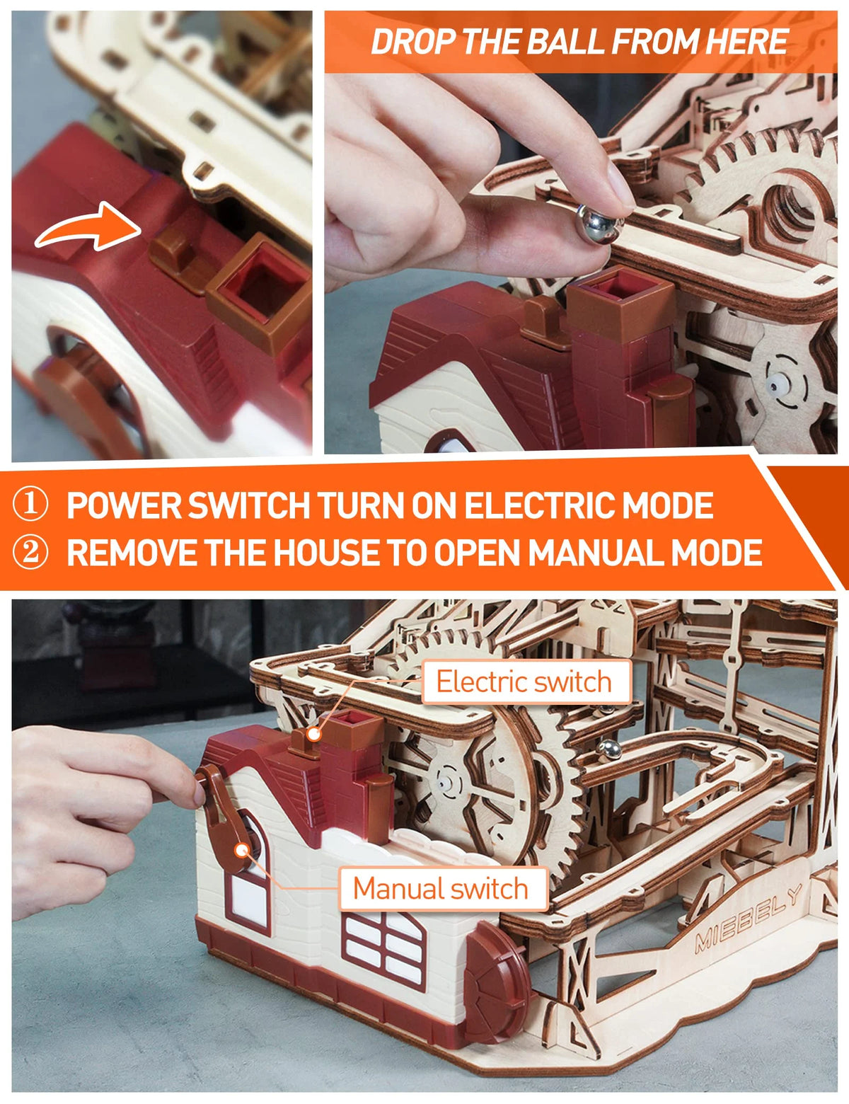 3D Wooden Puzzles Marble Run Model Building Kits with Motor C50142