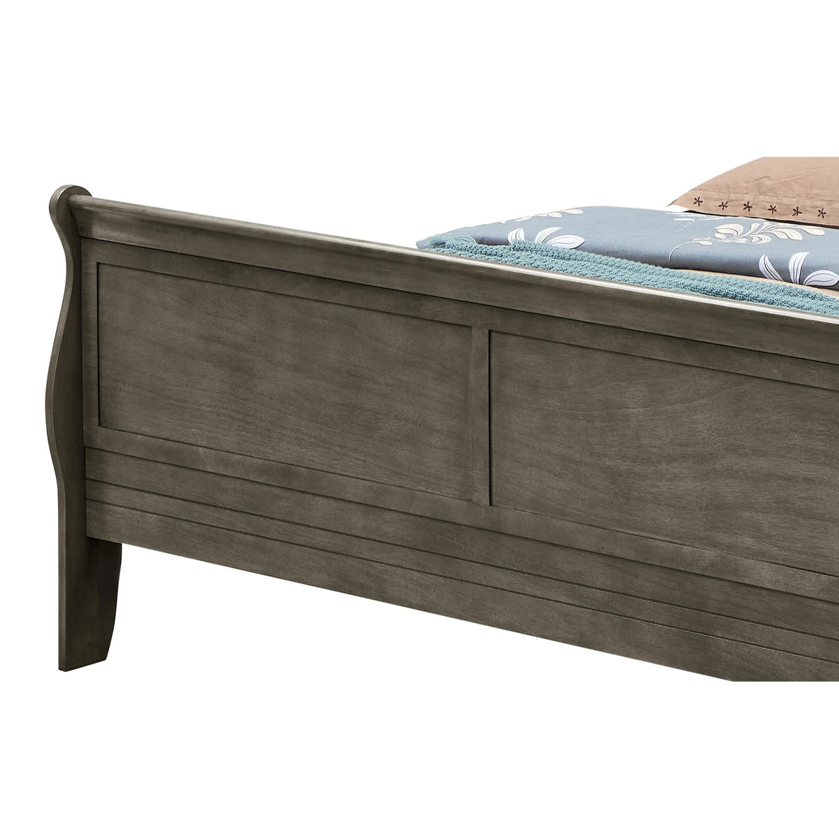 Gray King Sleigh Wood Bed F6836