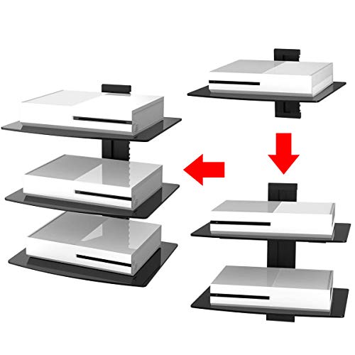 Glass Floating Shelves, TV Wall Mount with Shelf U9394